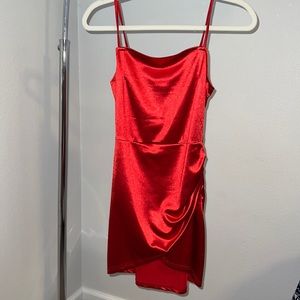 RED SATIN MINI DRESS